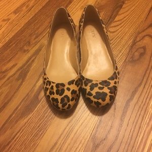 Rounded Toe Block Heel Calf Hair Leopard Shoe